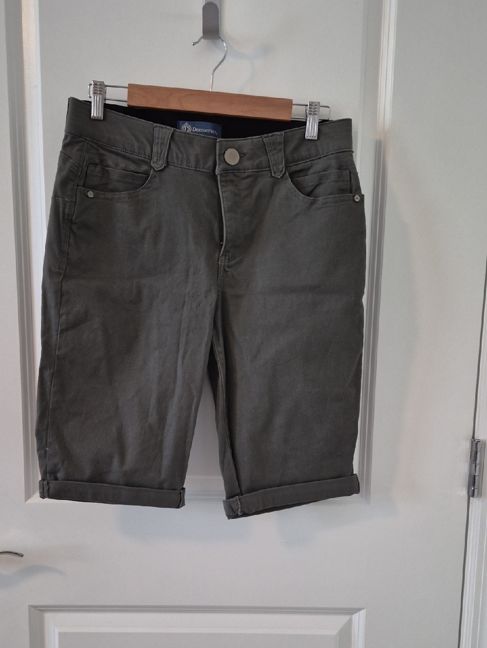 Democracy Olive Green Roll-Cuff Bermuda Shorts